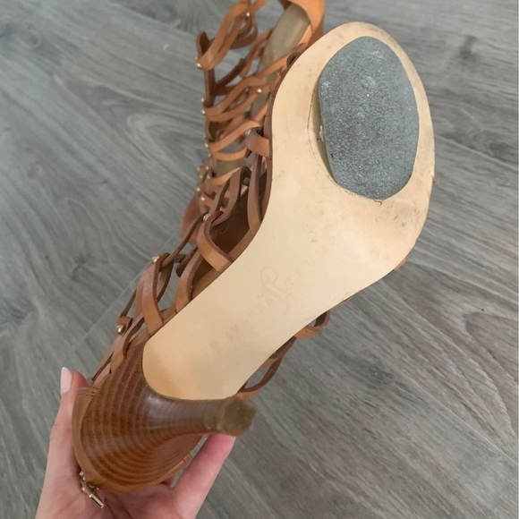 Brown strappy leather sandal heels - Picture 4 of 6